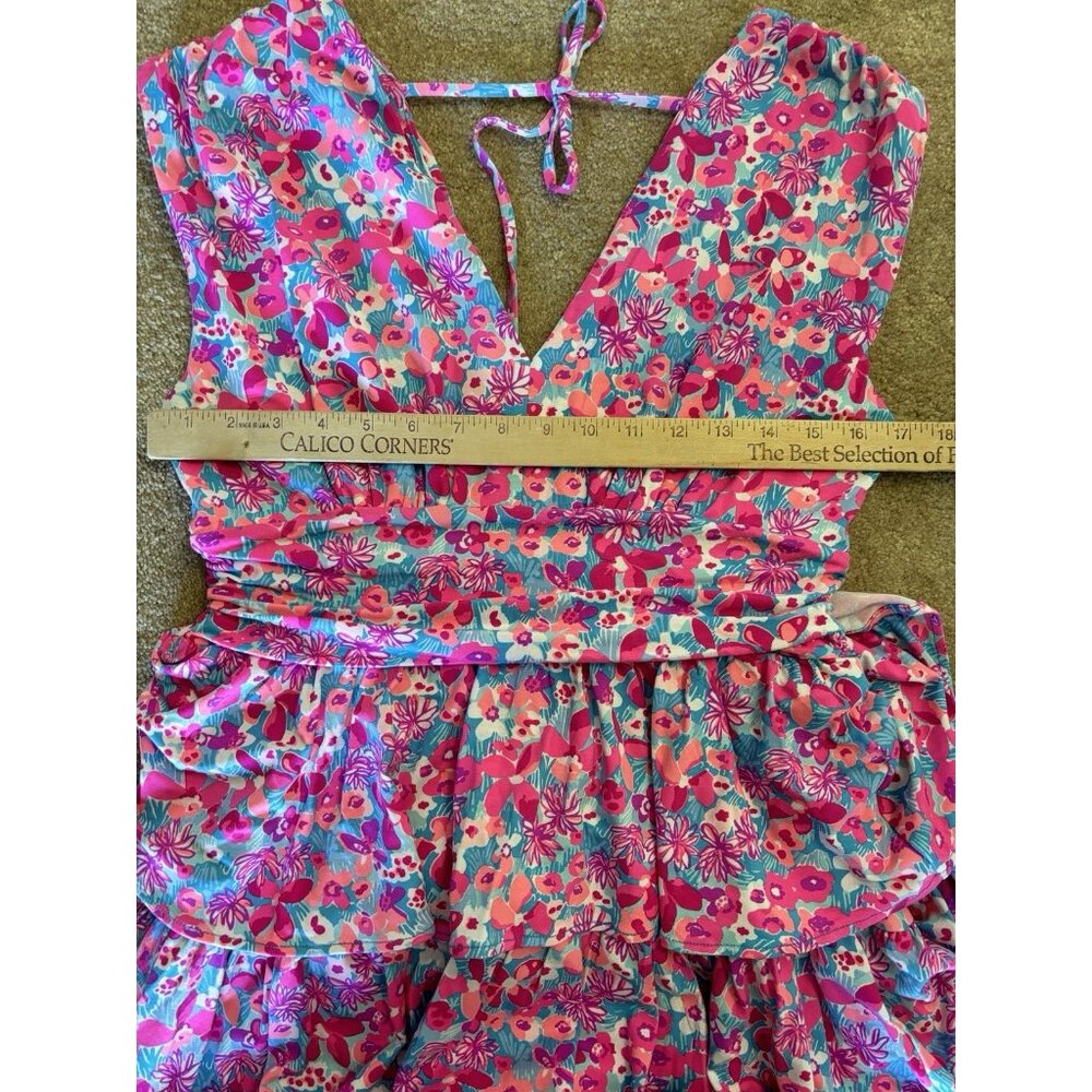 NEW Lilly Pulitzer Faye V-Neck Ruffle Dress Size M Aura Pink Baby Bloomer NWT - Picture 12 of 14